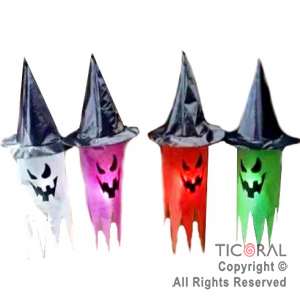 DECORACION FANTASMA BRUJA CON LUZ HALLOWEEN 30CM X 58CM x 1